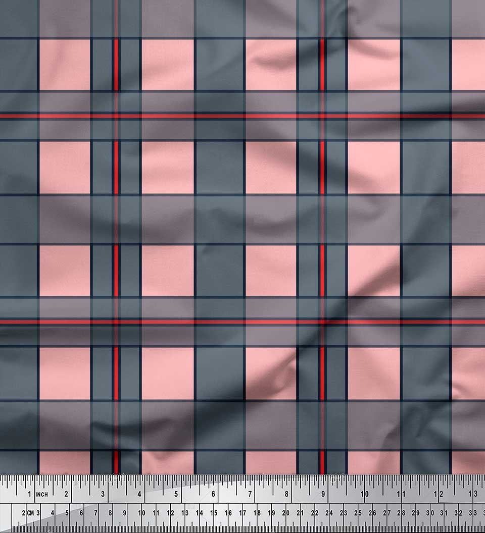 

Чорна японська креп-атласна тканина Soimoi у клітинку. Тканина з принтом у клітинку на метри 42 дюйми 42 Inch Wide - Poly Crepe рожевий