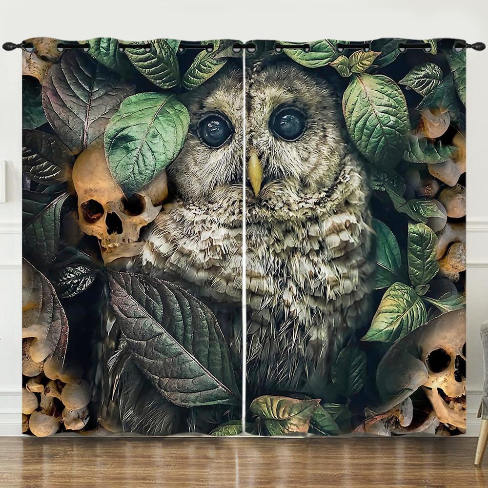 Curtain Cartoon Animal Eagle Animation Oil Painting Digital Printing Blackout Curtain Punching