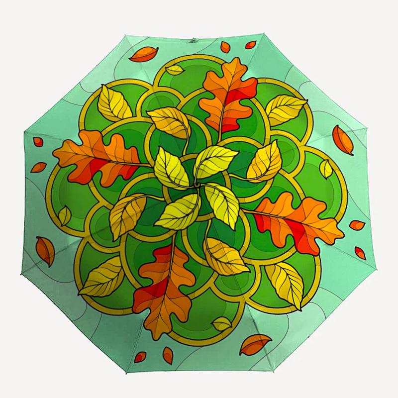 

1pc Autumn Leaves Mandala Automatic Open/Close Umbrella with Windproof, 8-Rib Sturdy Canopy, , Outdoor Accessory, Ideal for Gifts yy251117103