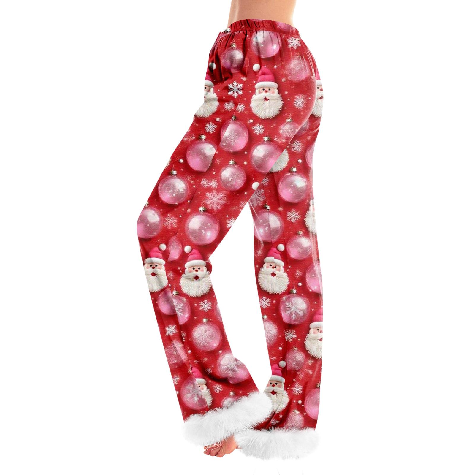 

Женские модные повседневные брюки, брюки с рождественским принтом XXXL красный