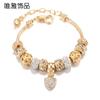 Popular Bracelet DIY Alloy Large Hole Bead Bracelet, Golden European Bead Bracelet Jewelry