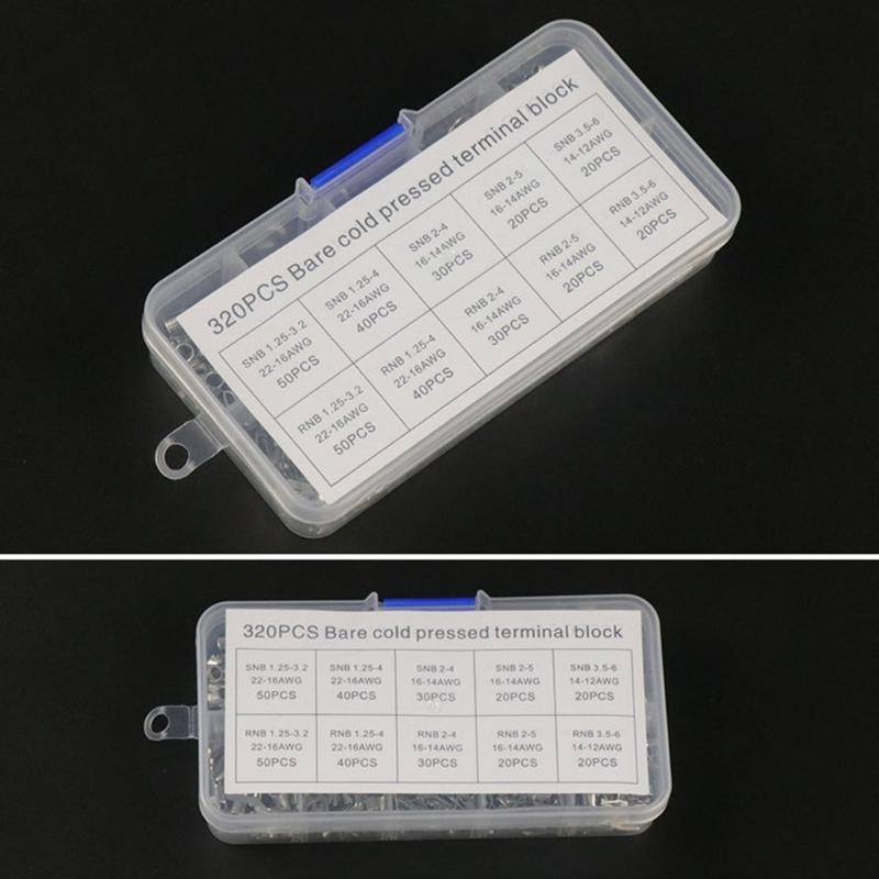 320 Pcs Non-Insulated Ring Fork U-Terminal Connector Wire Connector Durable