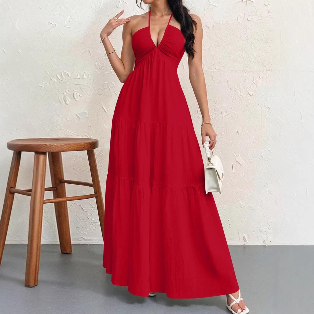 European and American Fashion Summer New Women's Halter Neck Dress