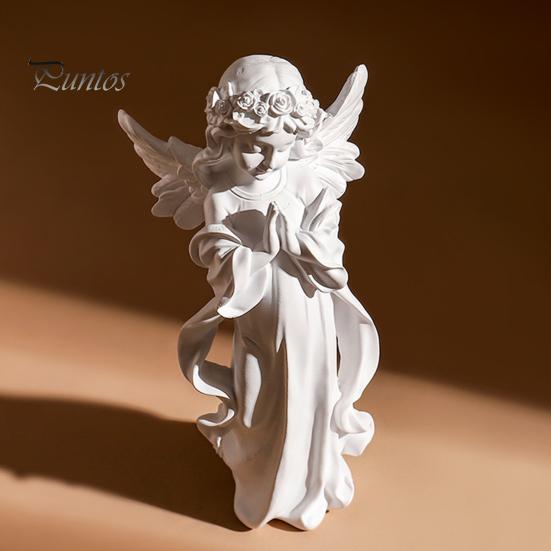 Gebetsengel Figur Zügel Schutzengel Statue Weiß Geflügelte Fee Mädchen Skulptur Home-Office Bücherregal Desktop Dekoration Ornament