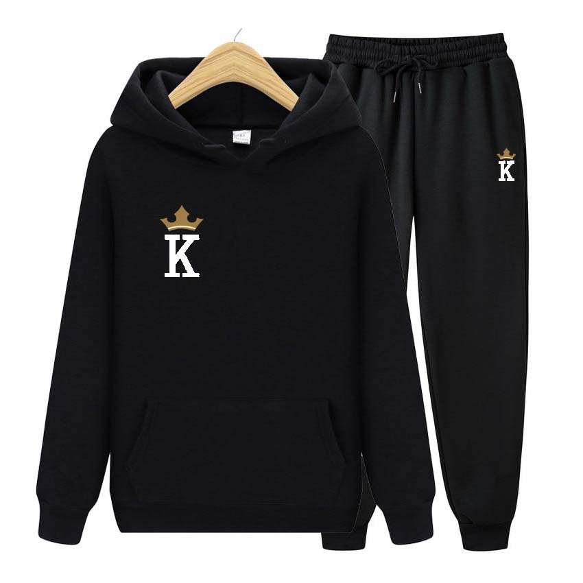 Tracksuit 2 Pieces Set Unisex Hoodies Fleece Sweatshirt+Pants Suit Hoodies Jogger Hoodies Set K Print Long Sleeve Hoodie Jogging