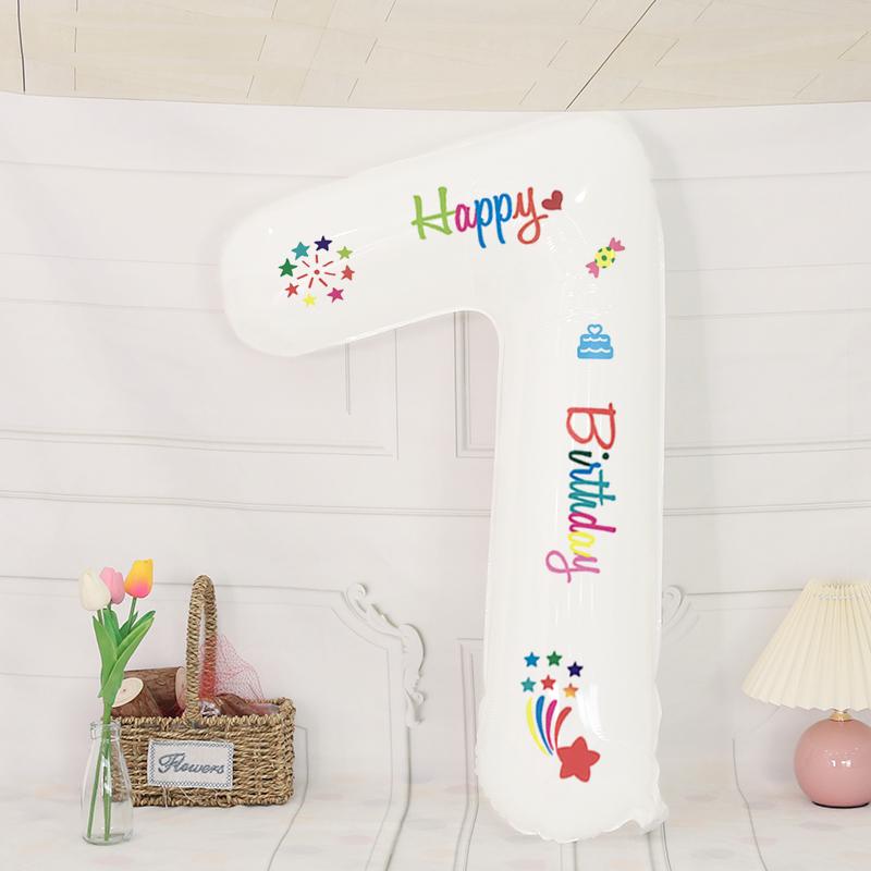 White Outdoor Baby's First Birthday Number Balloons - Children’s Photo Prop and Birthday Decoration Scene