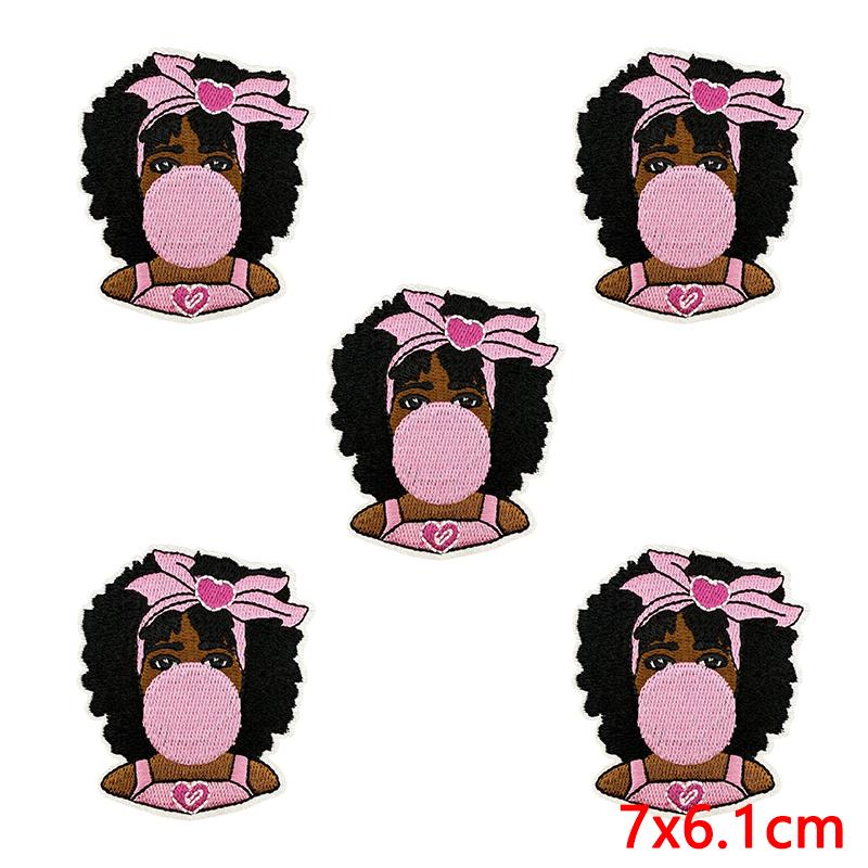 10pcs /Lots Fashion Black Girl Magic Mbroidered Patches Cartoon Letter Slogan Patch Iron On Patches For Clothing Jackets Diy 