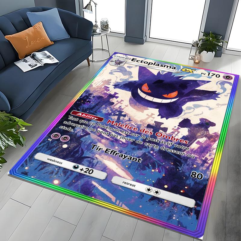 Potdemiel Pokemon Cards Gengar Area Rugs Carpet For Living Room Home Decoration Children's Crawling Living Room Game Floor Mat