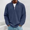 Men's 2025 European Autumn Corduroy Pullover Hoodie with Stand Collar and Zipper, Long Sleeve.