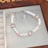 Stylish Bracelet with Heart Shaped Flower Imitation Pearls Wrist Jewelry Adjustable Size Perfect for Daily Wear