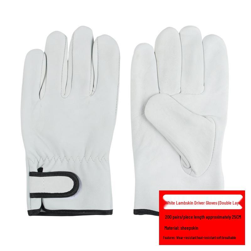 Sheepskin Welder's Gloves: Heat-Insulating, Wear-Resistant, Thickened, Durable, Protective, Double-Layer Welding Gloves with Free Shipping.