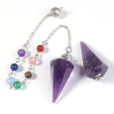 Flower Of Life Dowsing Pendulum For Divination Cone Natural Crystal Pendant