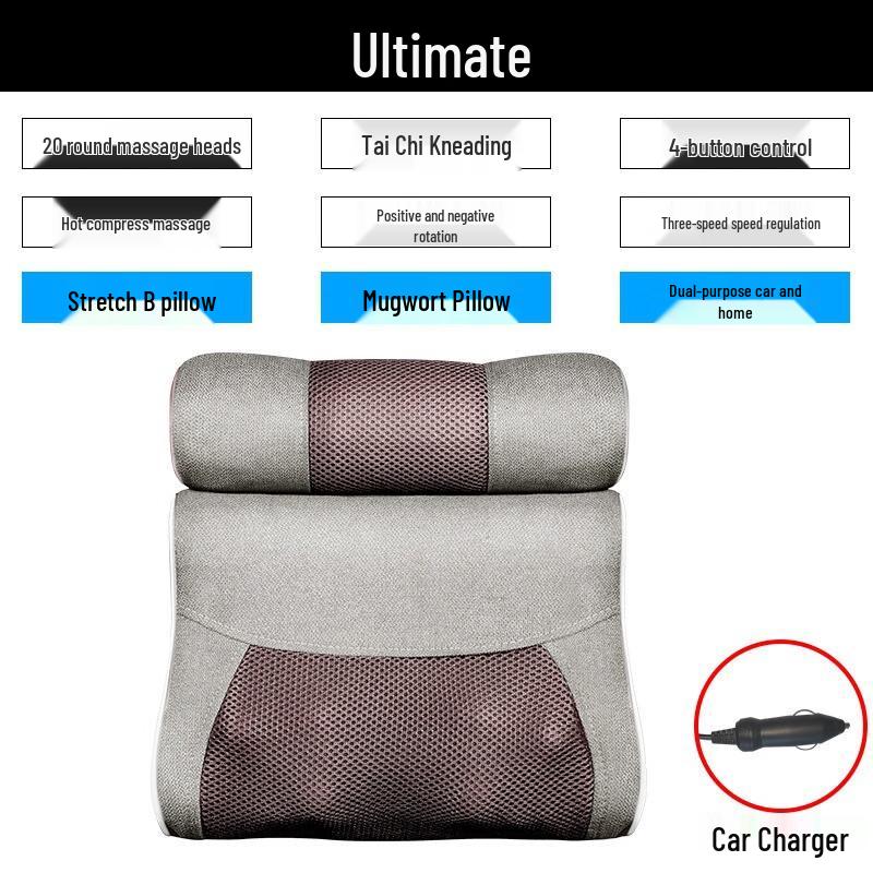 Electric Shiatsu Neck and Shoulder Massager Pillow with Heat