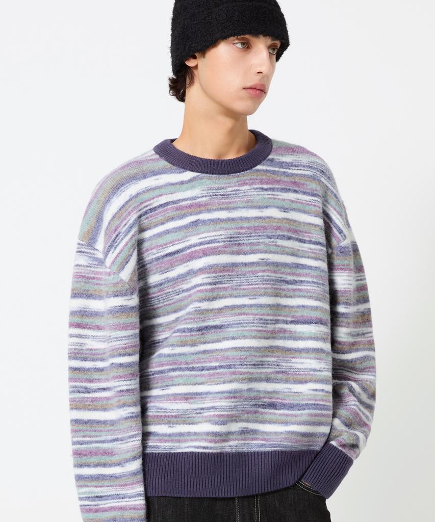 TRILLION Washable Multi-Color Gradient Crew Neck Knit_Purple