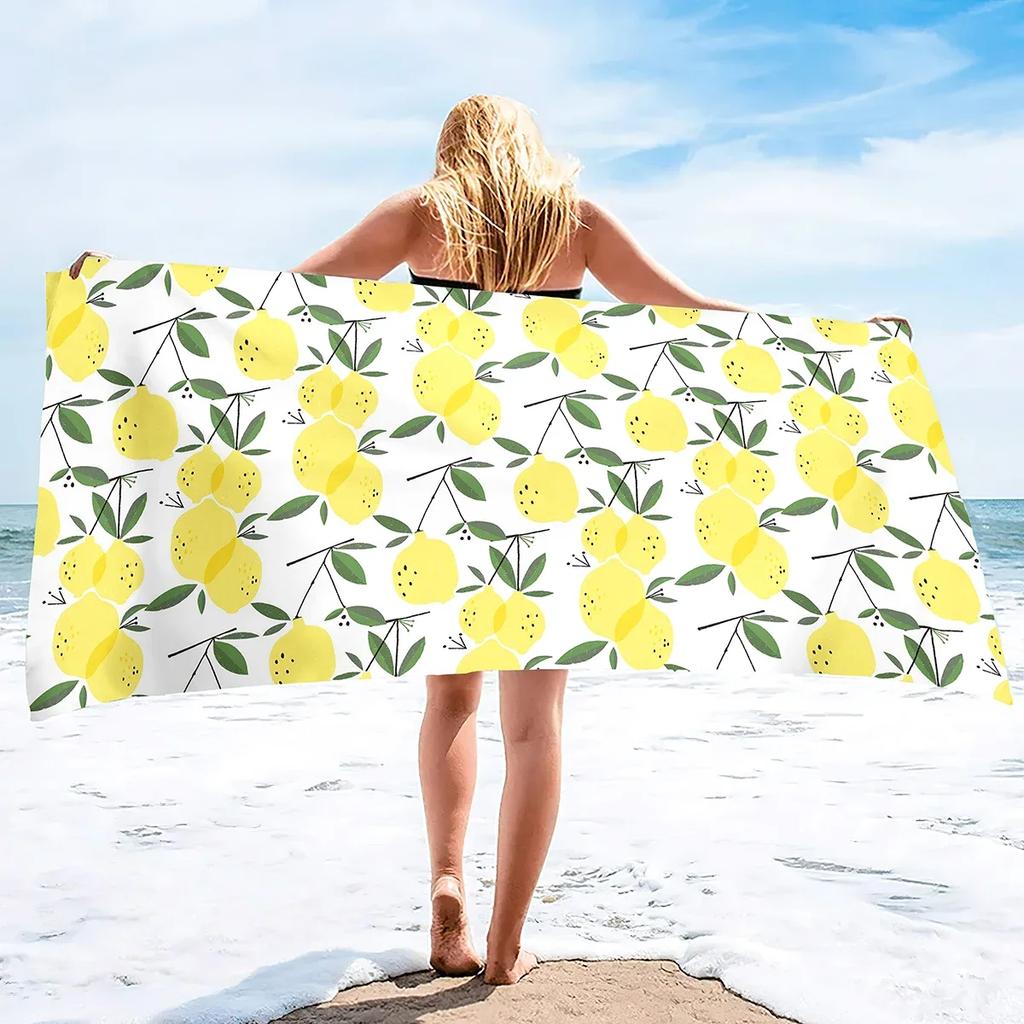 Zitronen Strandtuch Mikrofaser Ultra Weich Super Wasserabsorbierend Pool- und Badetücher Leicht Schnelltrocknend und Sandfreies Handtuch