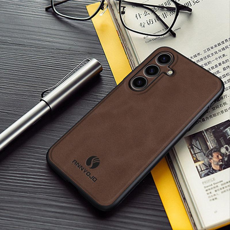 ANNYOJO For Samsung Galaxy S23 FE Case PU Leather+PC+TPU Back Guard Phone Cover