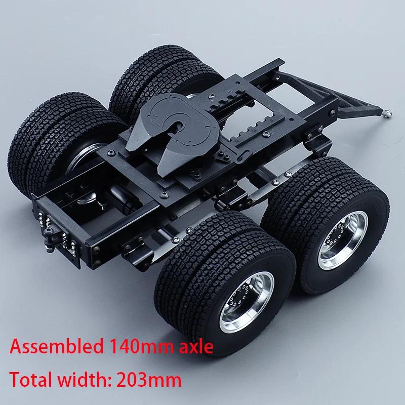 Alt Metal 1 & 2 Aksler Trailer med Træk Femtehjul til 1/14 Tamiya RC Lastbil SCANIA 770S VOLVO FH16 BENZ MAN LESU Bil