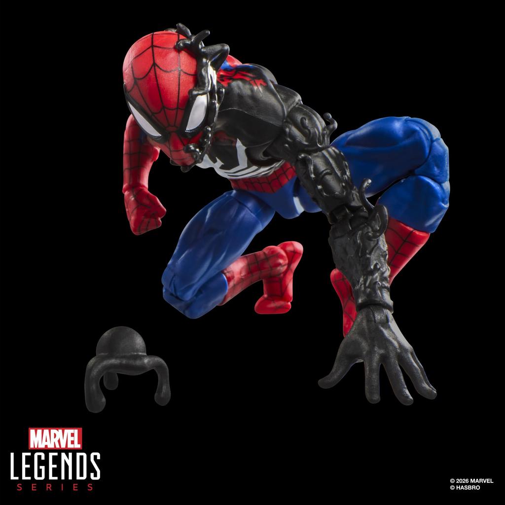 Hasbro Marvel Legends Series Spider-Man Alien Costume Retro Marvel Comics Secret Wars 6-Inch Action Figure with Shield G2419