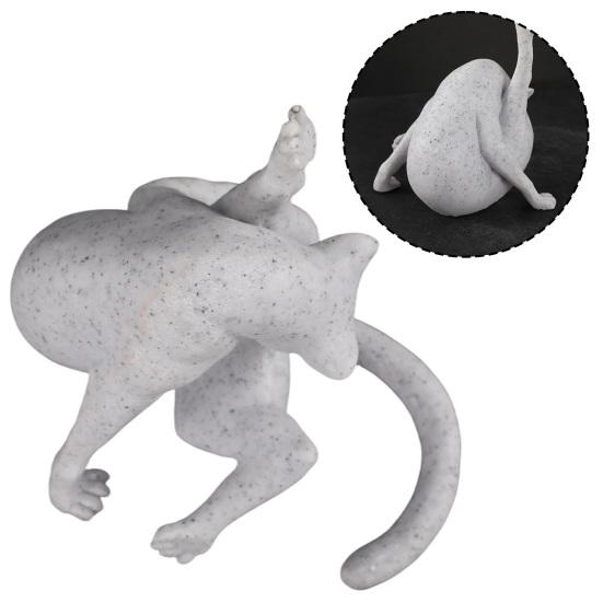 Licking Butt Cat Figurine Funny Resin Cat Statue Collectible Whimsical Kitty Ornament for Shelf Desk Decor Gift for Cat Lovers