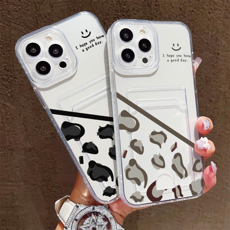 Card Slot Holder Silicone Wallet Pocket Case For Oppo A38 A58 A60 A78 Vivo V27E V27 Pro Samsung A06 A16 A36 A56 Redmi Note 13 Cover Clear Phone Bumper