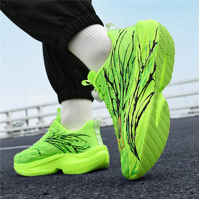 Rotating button men's and women's same low-top lightweight cushioning rebound reflective night vision running shoes fashionable versatile sports shoes