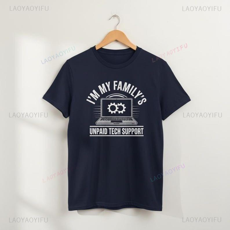 Funny Unpaid Tech Support Oneck Shortsleev Unique Printed TShirt Computer Engineer Gift Aesthetic Casual Harajuku Tops Tshirt