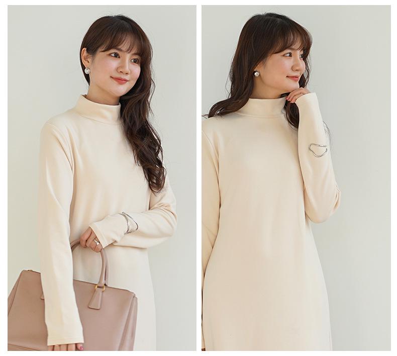 Autumn/Winter Brushed Half-High Collar Long Sleeve Slimming Dress