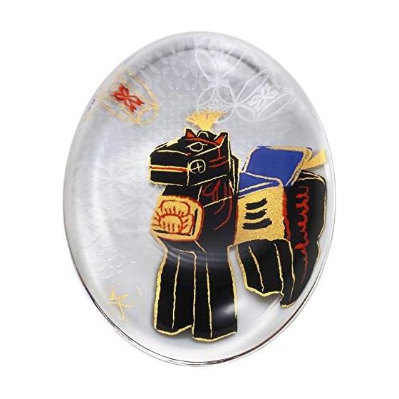 ADERIA Chopstick Rest, Auspicious Zodiac Horse, Approx. 5.6x4.4x1.3cm, Made in Japan, Gift Boxed, Soda Glass, Traditional Toy, Bright Colors, Adds
