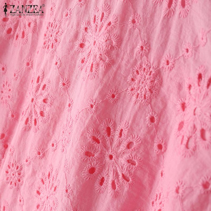 ZANZEA Blusa casual da donna con ricami in pizzo patchwork a maniche 3/4