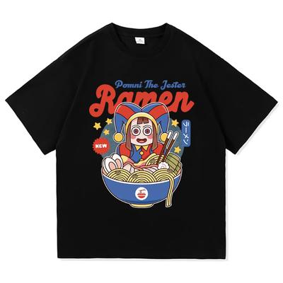 The Amazing Digital Circus Jax Ramen T Shirt Fashion Women Caine Pomni T-Shirt Unisex Cute Rabbit Noodles Cotton Tees Shirts