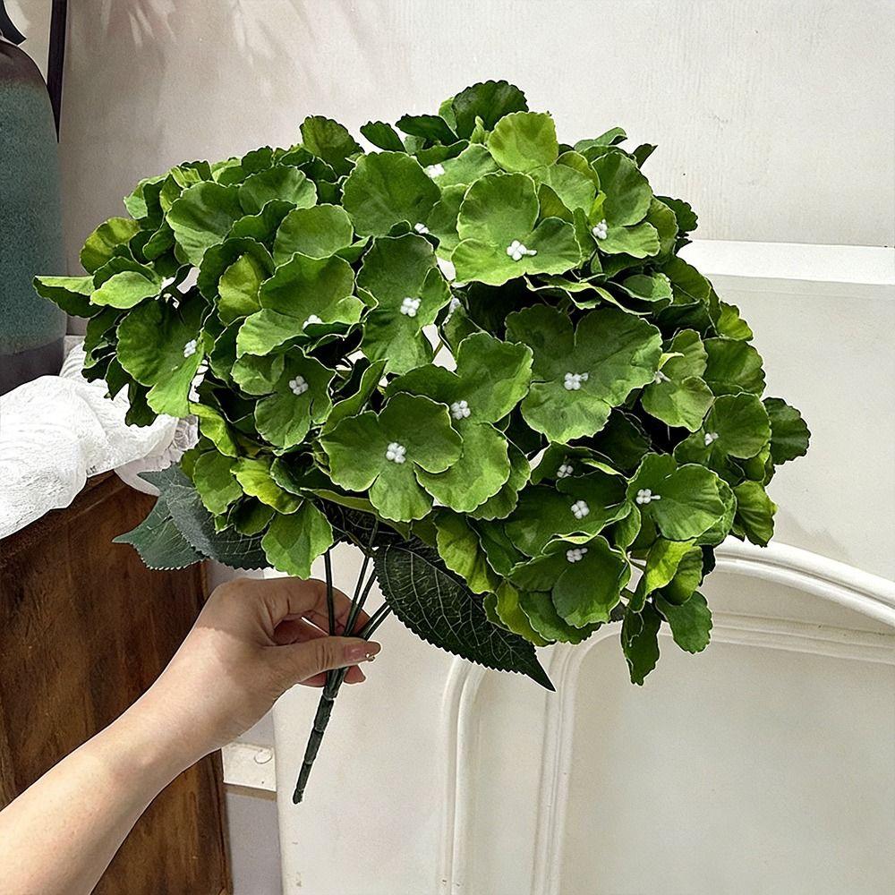 5 Heads Artificial Hydrangea Flower DIY Silk Fake Hydrangea Flowers Beauty Wedding Floral for Wedding and Festival Decoration