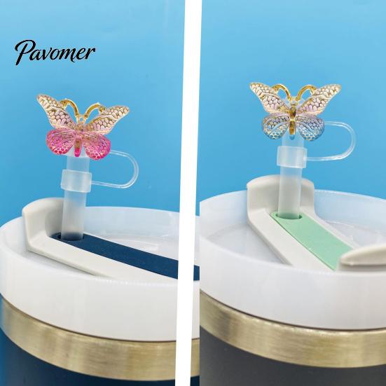 Cute Butterfly Straw Caps Silicone Toppers Covers for 10mm Straws, Dust-Proof Reusable Personalized Decorations Tumblers, Colorful Tips Accessories