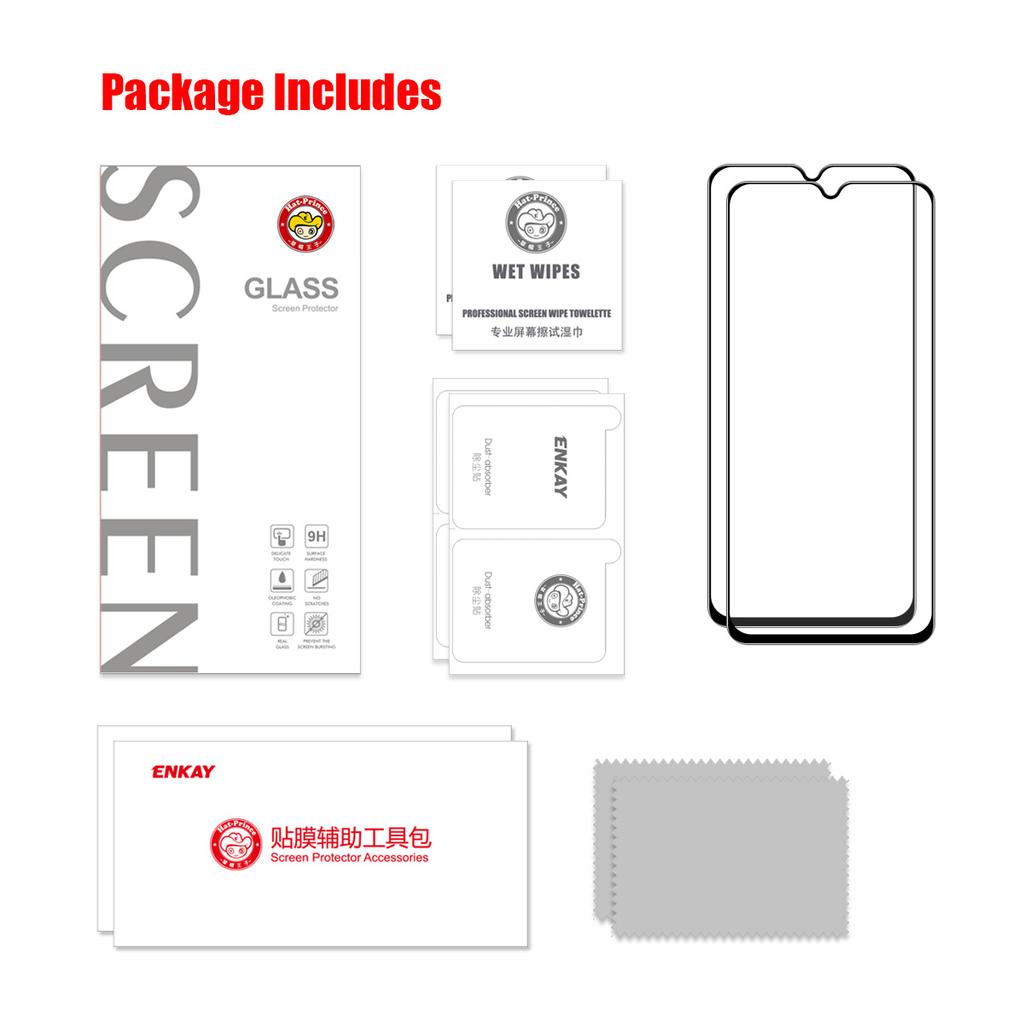 For Samsung Galaxy A17 2Pcs Screen Protector ENKAY HAT PRINCE 9H Silk Printing 0.26mm Tempered Glass