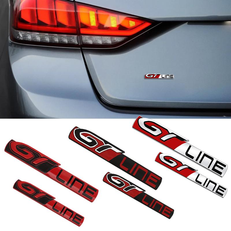 VZQR9 Metal 3D Badge GT LINE Logo Car Rear Trunk Body Sticker Emblem For Peugeot 206 307 308 3008 207 208 407 508 2008 5008 107 106
