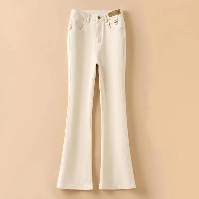 Fashion Women Flare Jeans Spring Autumn Solid Slim Pants Korean Simple High Waist Versatile Street Office Lady Casual Trousers