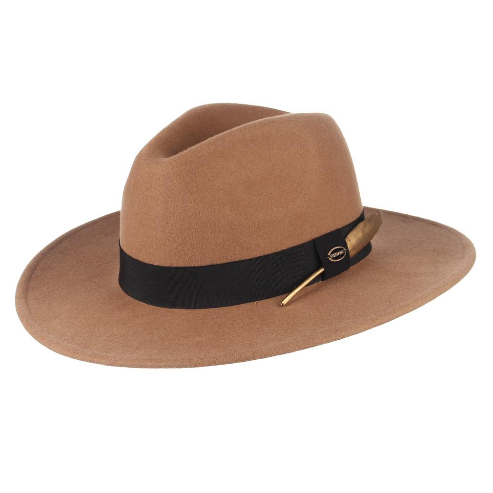 Buy Wide Brim Feather Decor Fedora Hat 