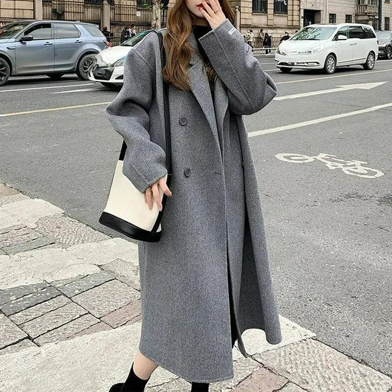 Camel Woolen Coat Women's Autumn and Winter Mid-length Loose Temperament High-end Woolen Coat