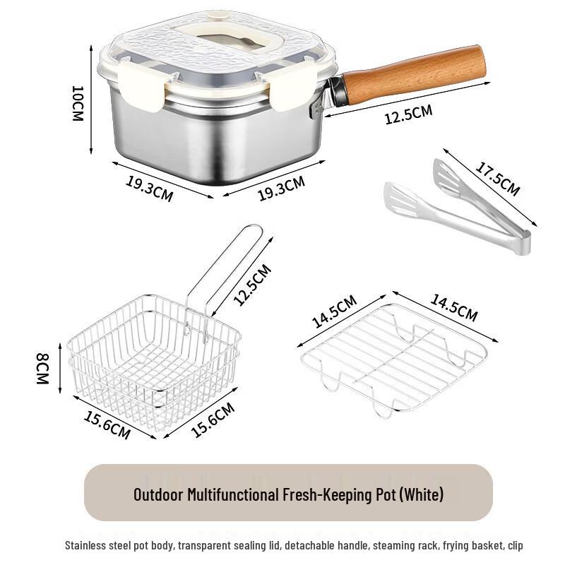 ZISIZ Square 304 Stainless Steel Deep Fryer Kit