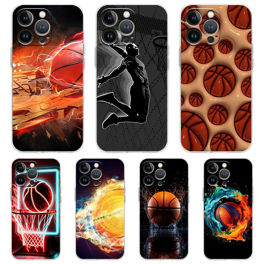 Cool Basketball Soft Transparent Phone Case Cover for iPhone 16 15 14 13 12 11 Pro Max XR 8 7 Plus XS Max Shockproof Shell Capas