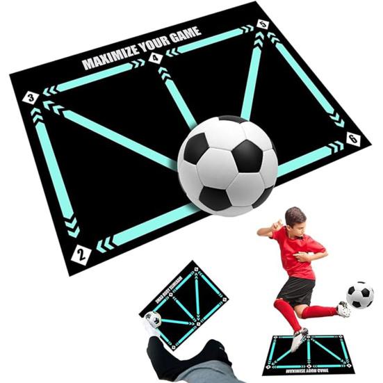 Football Footwork Mat Portable Non-slip Silent Kids Teens Adults All Levels Player Agility Soccer Footstep Dribbling Training Floor Pad