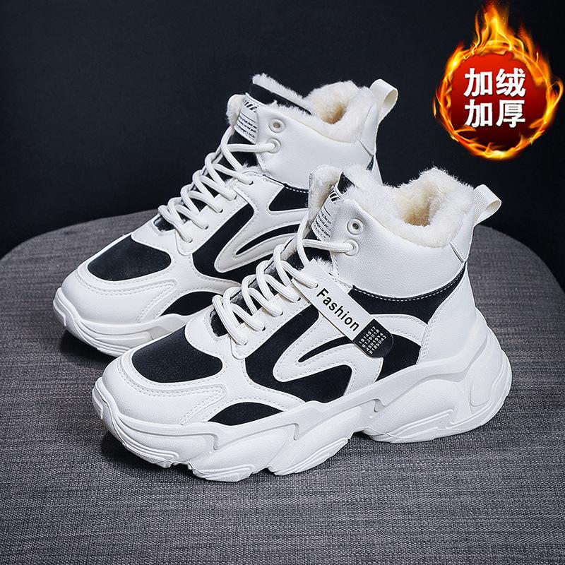 Fleece High-top Dad Shoes Winter New Warm Sneakers Student Ins Cotton Shoes