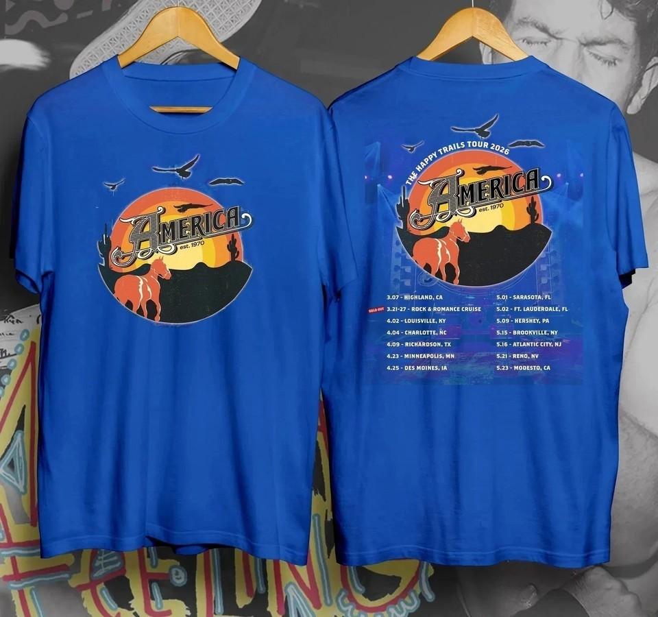 Rare America The Band 2 Sides The Happy Trails Tour 2026 S to 5XL Shirt L