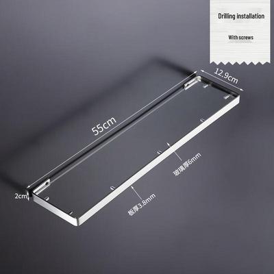 OIMG No-Drill Stainless Steel Glass Bathroom Shelf