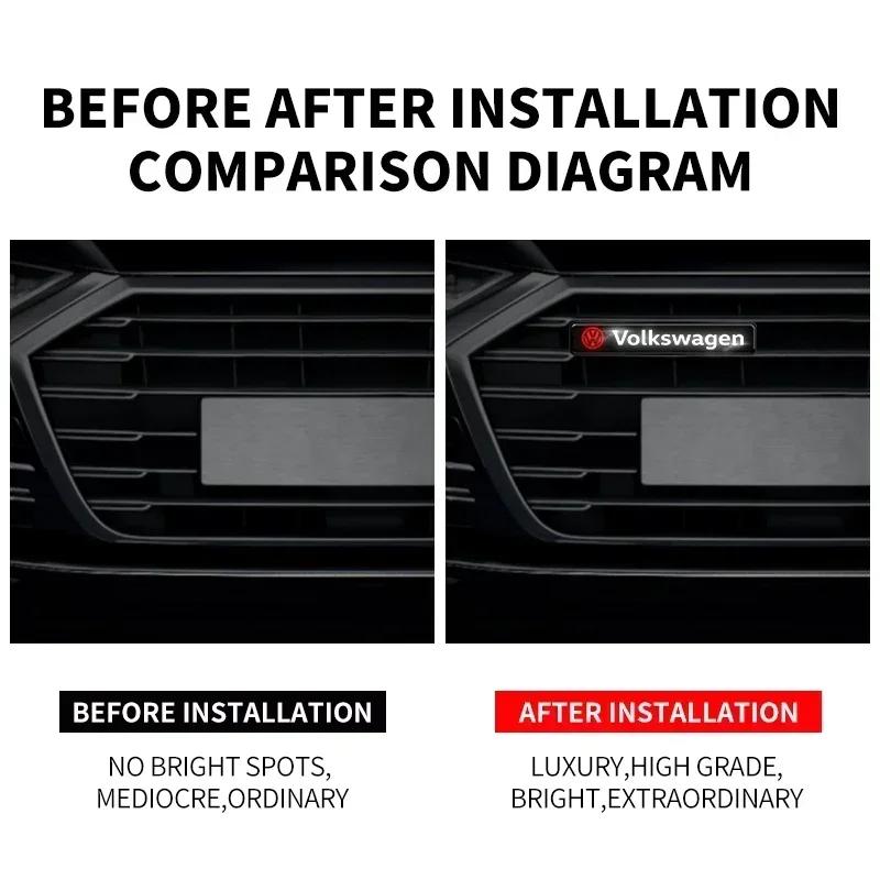 VW Car Mid-net Lamp Badge Emblem Decoration Styling Auto Accessories For Volkswagen VW Scirocco Jetta Beetle Golf Passat Tiguan EN1