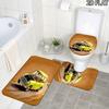 3pcs Mr. Bean Pattern Flannel Nonslip Absorbent Washable Decorative Bathroom Home Toilet Seat Cover Mat