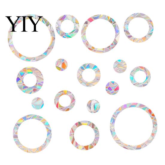 Home Window Decoration 16Pcs Decals to Prevent Bird Strikes, Clings for Birds Circles Style Rainbow Privacy Film Alert Static Glass Reminder Sticker,