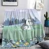 Moomin Printed Flannel Blanket, soft throw for bedroom sofa, washable, fan merchandise, great gift.