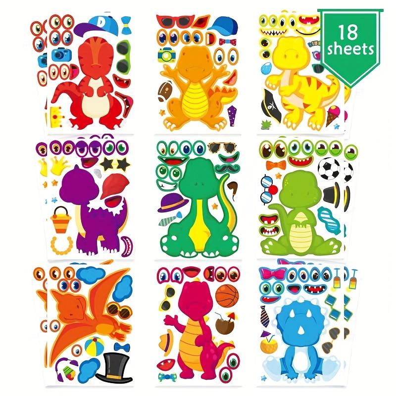 18Pcs Dragon DIY Cute Cartoon Puzzle Sticker Creative Animals Make A Face Assembly Stickers Children's Toys