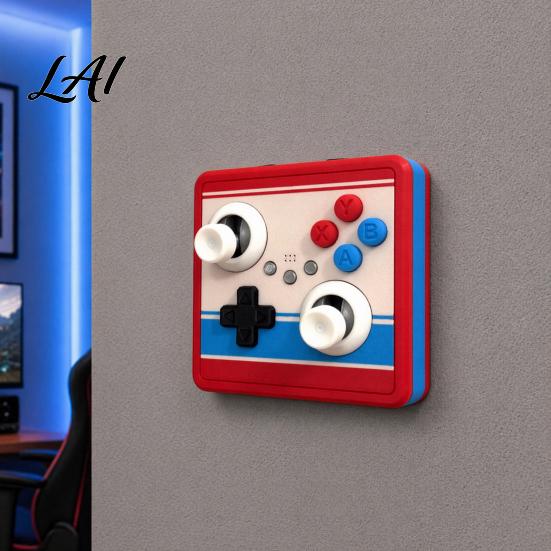 Game Controller Wall Decor Retro Arcade Light Switch Cover 1-Gang/2-Gang Plate with Joystick XYAB Mounted Display Buttons Gaming for Room