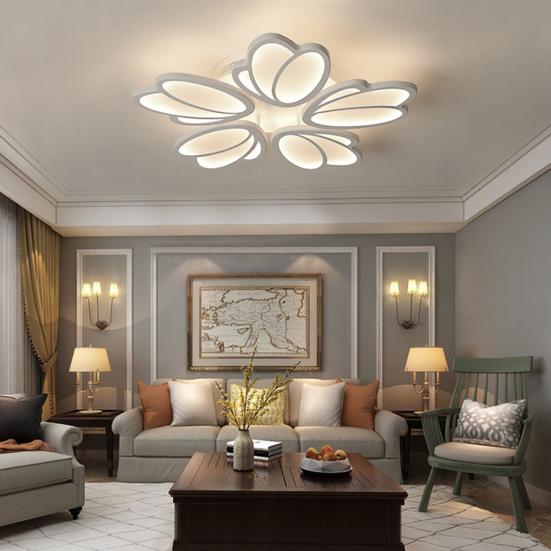 Lampă de plafon LED pentru living Lumină moale Protecție ochi Lampă cu reglare inteligentă Design petală Lampă Economisire energie Iluminat decor pentru casă